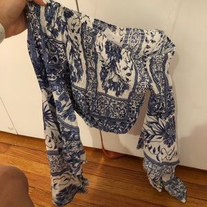 LF wide sleeve square neck crop flowy